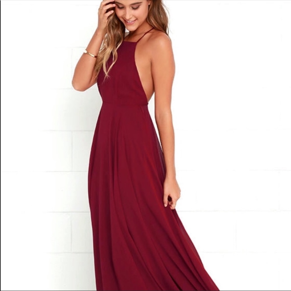 Lulus backless red maxi dress. Excellent condition
